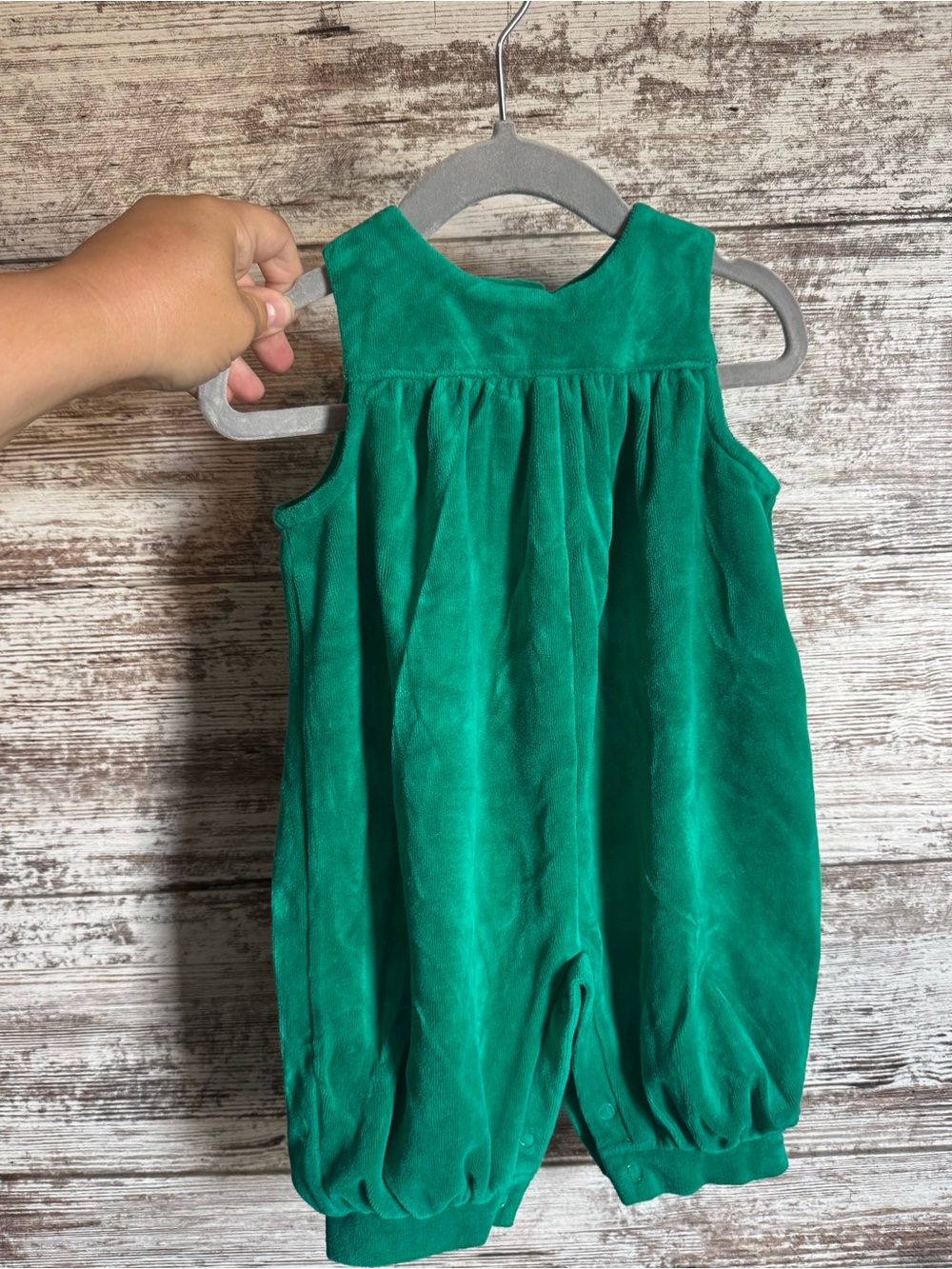 Vintage Green Velvet Infant Romper